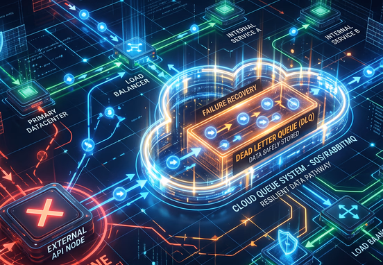 Resilient backend network architecture with cloud queue system safely storing offline API data packets in dead letter queue for data security