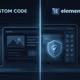 Illustration comparing custom website coding and a drag-and-drop website builder interface, emphasizing technical and design differences.