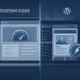Split-screen comparison of custom website coding versus WordPress dashboard, representing key differences in web development approaches.