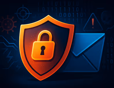 Feature image showing a shield and padlock protecting an email envelope, representing secure IMAP email communication.