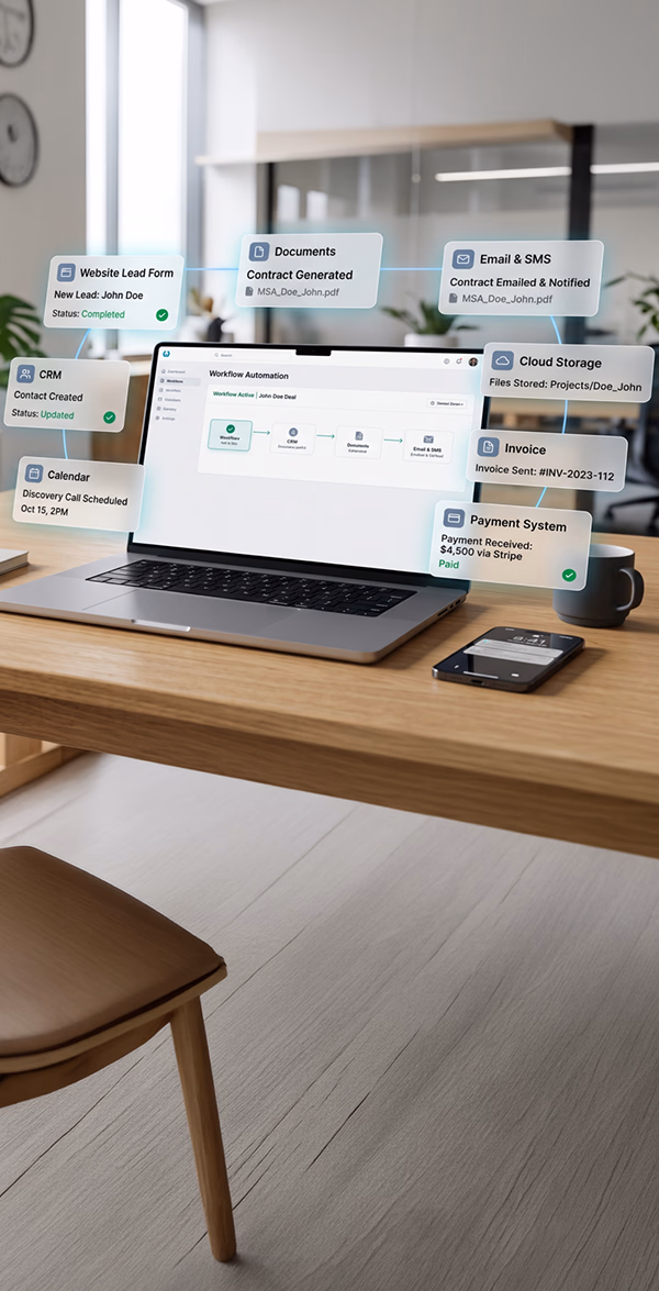 Website development service hero banner featuring a programmer coding on a large desktop monitor and reviewing project schematics at a modern desk.